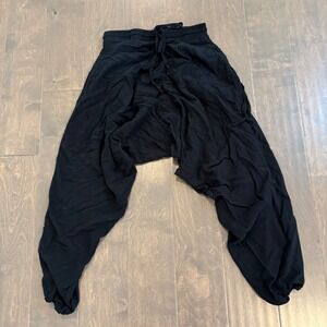 Buddha Pants Savannah Harem XXS Black Cotton Drop Crotch Yoga Boho Loungewear